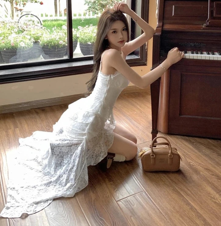 White Lace Fairycore Coquette Dress Fairy Dresses Coquette Aesthetic White Lace Fairycore Coquette Dress Fairy Dresses Coquette Aesthetic