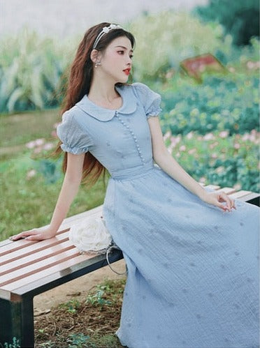 Alice Blue Peter Pan Collar Vintage Dress Alice in Wonderland Dress
