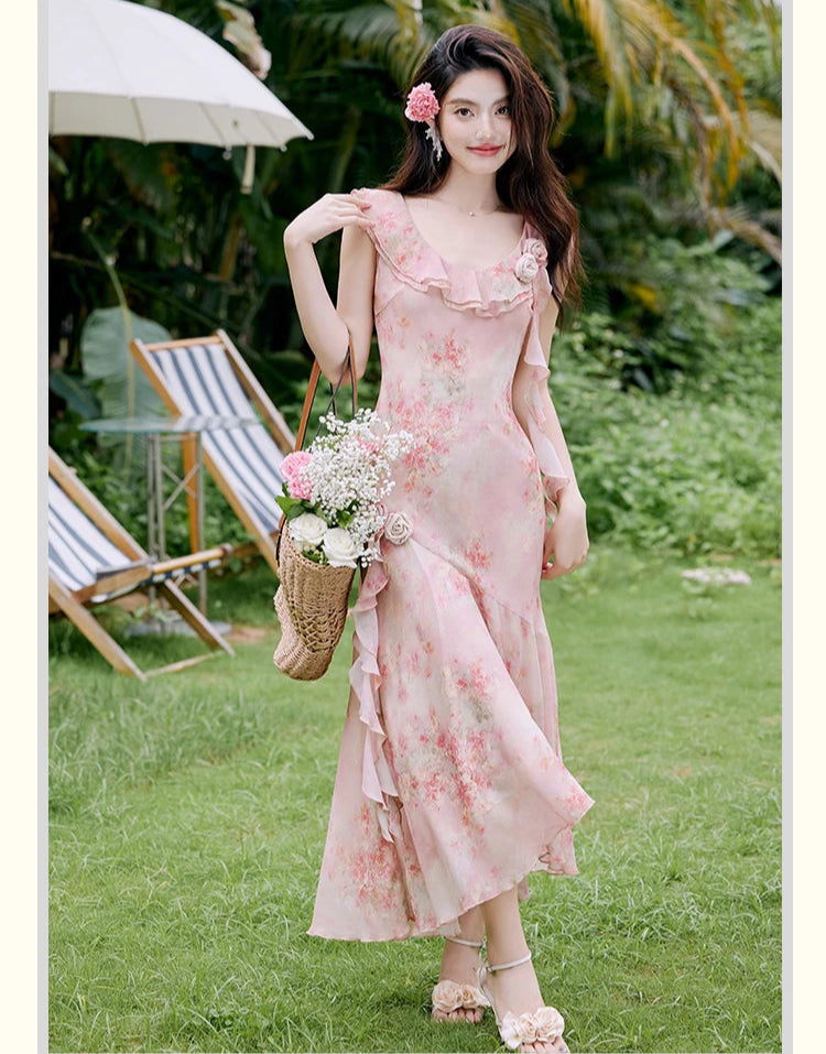 Honey Vine Vintage-Floral Ethereal Essence Dress