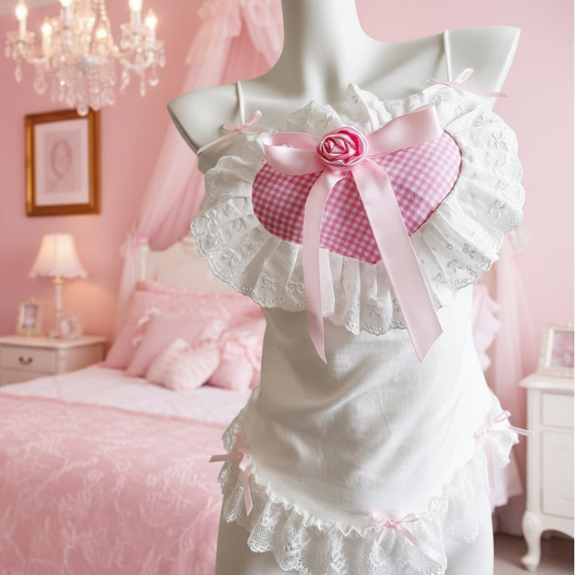 Lace Heart Rose Coquette Top