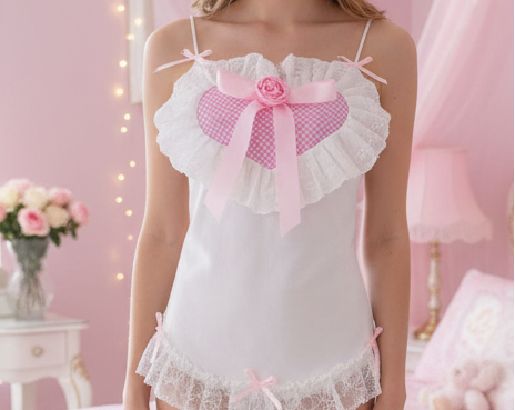 Lace Heart Rose Coquette Top