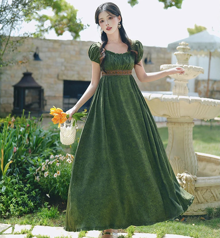 Green Witch Dress Dark Cottagecore Dress dark cottagecore style
