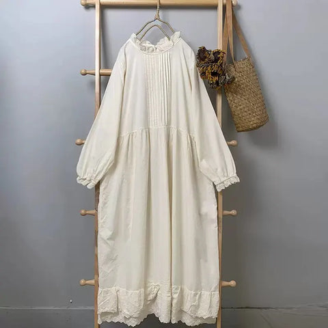 Oversized Cotton Embroidered Cottagecore Dress