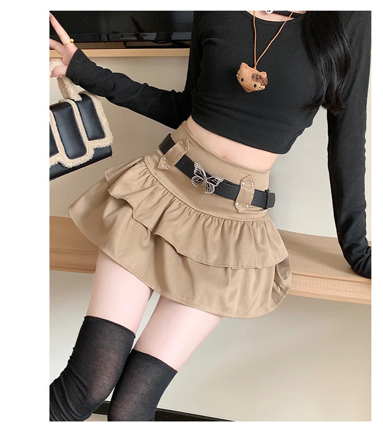 Y2K Mini Skirt With Butterfly Belt