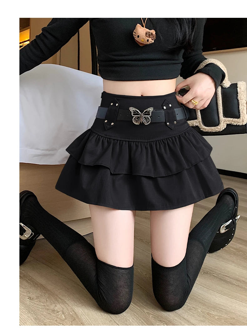 Y2K Mini Skirt With Butterfly Belt