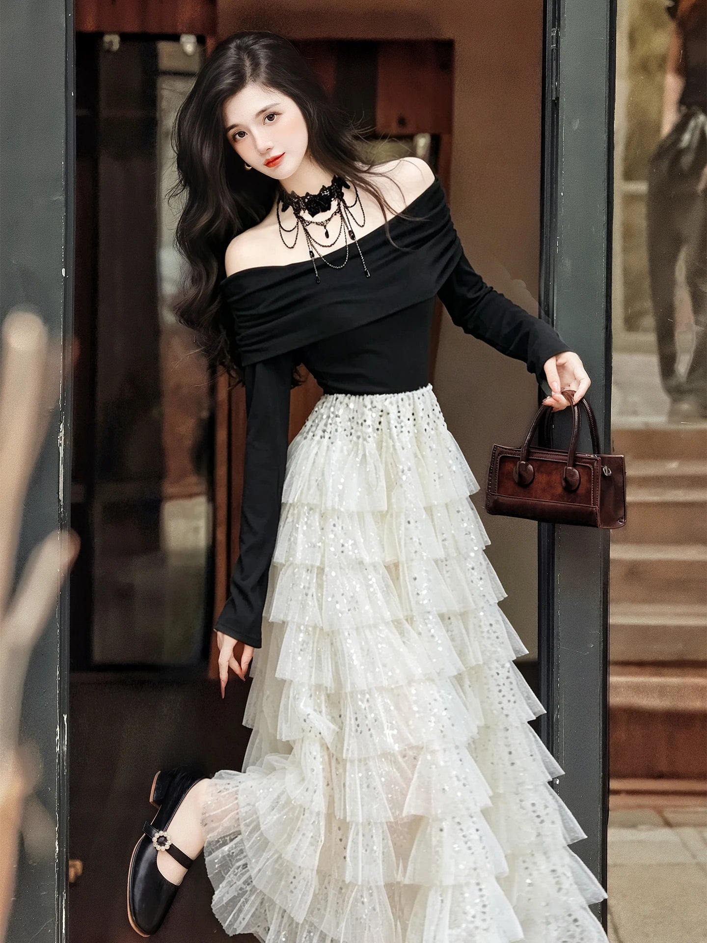 Shadow Fae Dark Fairycore Dress Set Ethereal Gothic Outfit