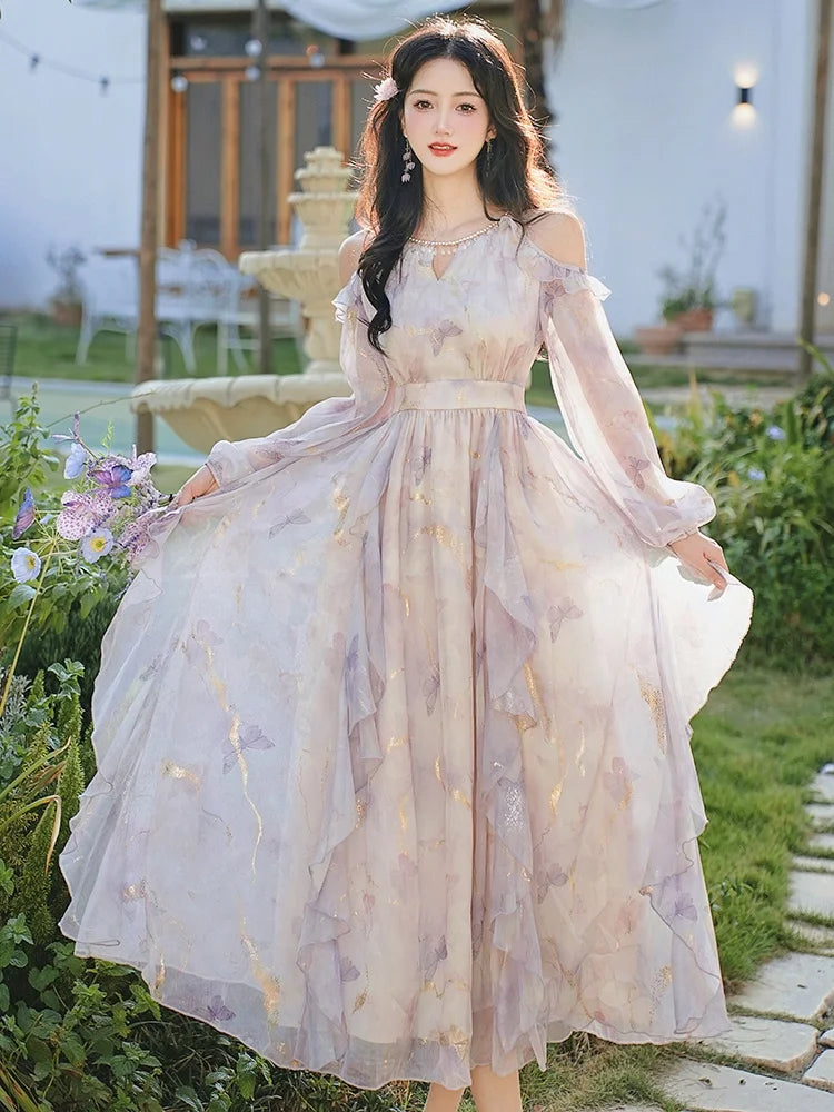Dreamy Violet Butterfly Princess Fairy Dress