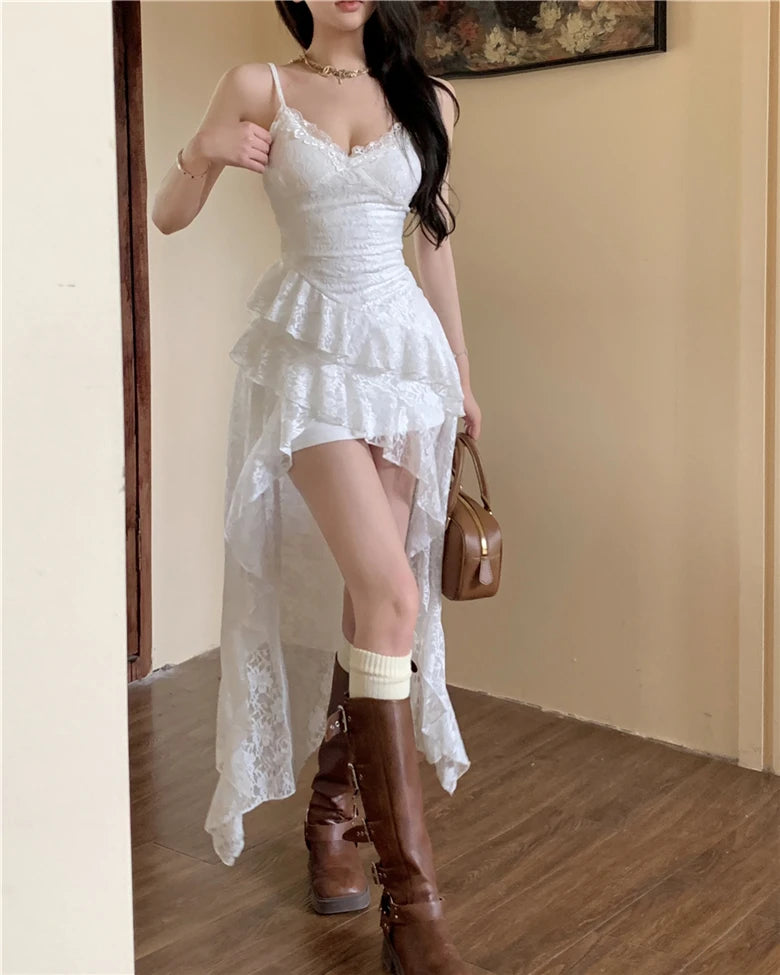 White Lace Fairycore Coquette Dress Fairy Dresses Coquette Aesthetic White Lace Fairycore Coquette Dress Fairy Dresses Coquette Aesthetic