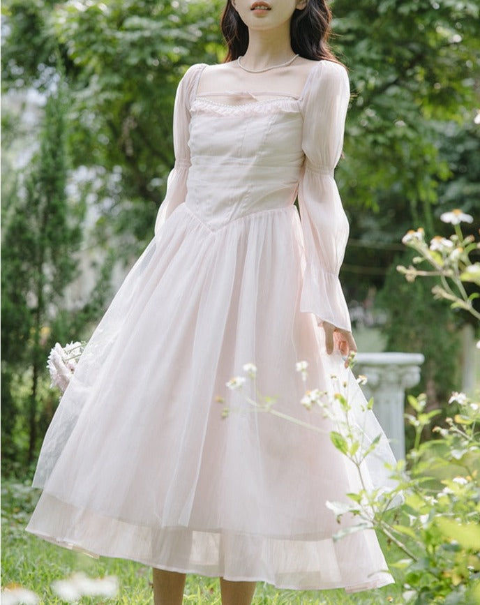 Pale Petal-Pink Fairy Princesscore Dress