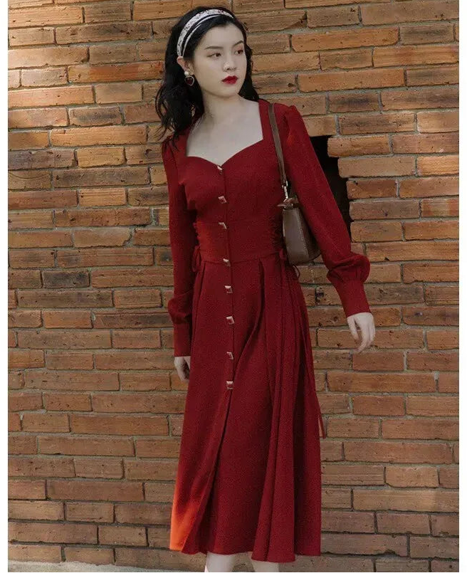 Crimson River Vintage Academia Dress