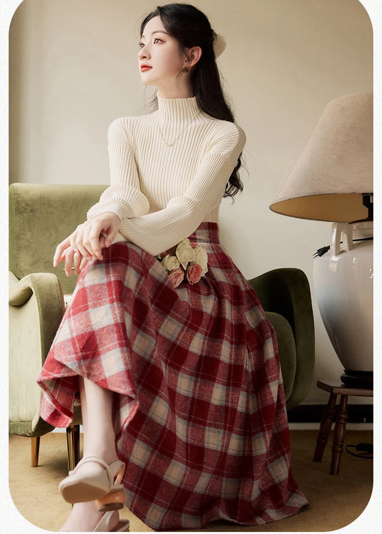 Rainy Valley Light Academia 2-Piece Plaid Set