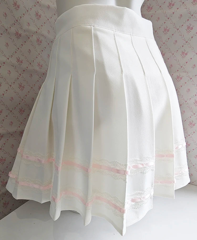 White Pleated Coquette Skirt