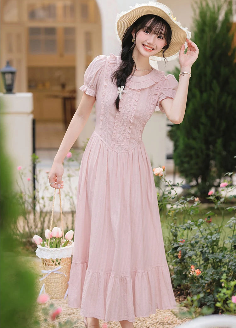 Pastel Cottagecore dress Blush Pink Vintage Coquette Dress