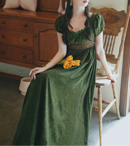 Green Witch Dark Cottagecore Dress