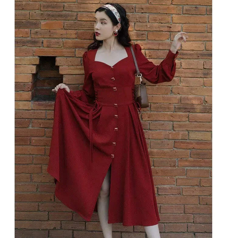 Crimson River Vintage Academia Dress