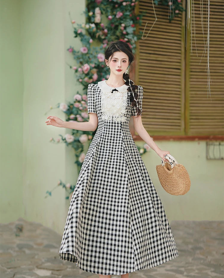 Saira Plaid Vintage Academia Dress