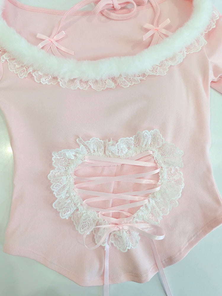 Pink Coquette Long Sleeve Kawaii Top