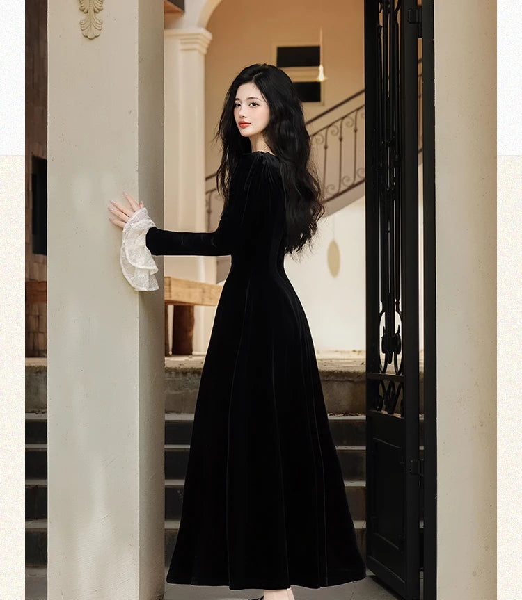 Dark Romantic Goth Velvet Dress dark romance aesthetic dark coquette Dark Romantic Goth Velvet Dress dark romance aesthetic dark coquette