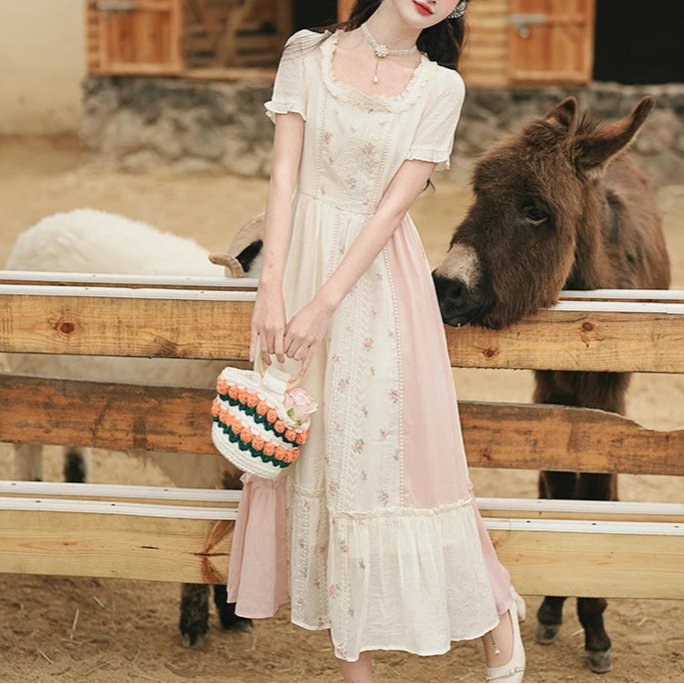 Carrot Garden 2-Piece Cottagecore Dress + Head Scarf Set