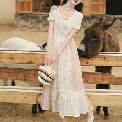 Carrot Garden 2-Piece Cottagecore Dress + Head Scarf Set