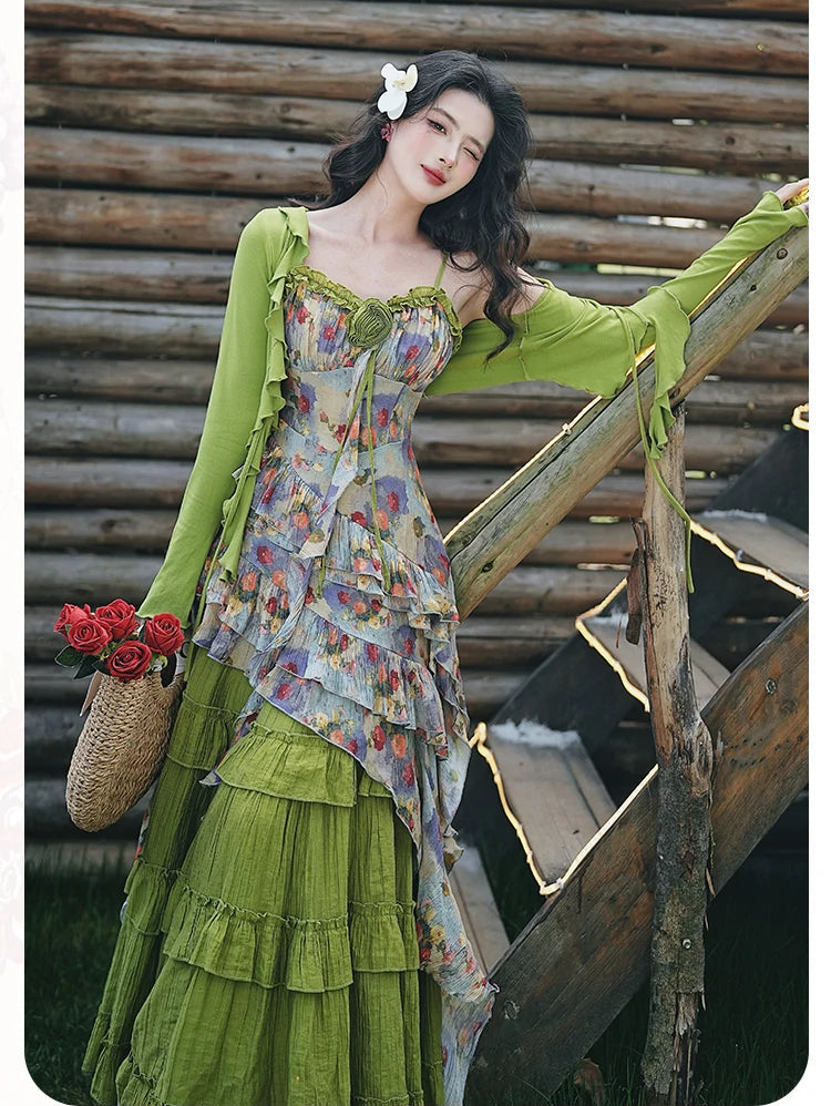 Enchanted Forest Nymph Set Green Witch Cottage Fairy Goblincore Outfit