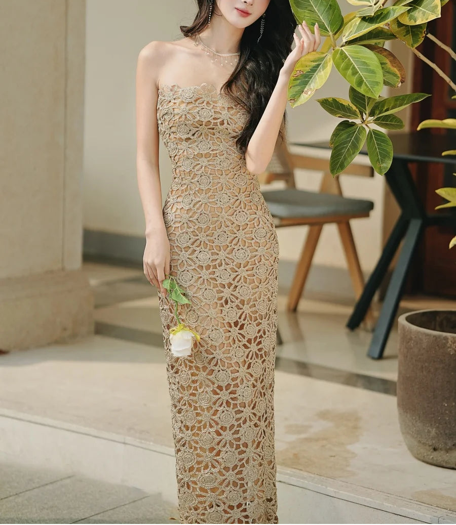 knitted evening dress Cable Knit Midi Sweater Dress