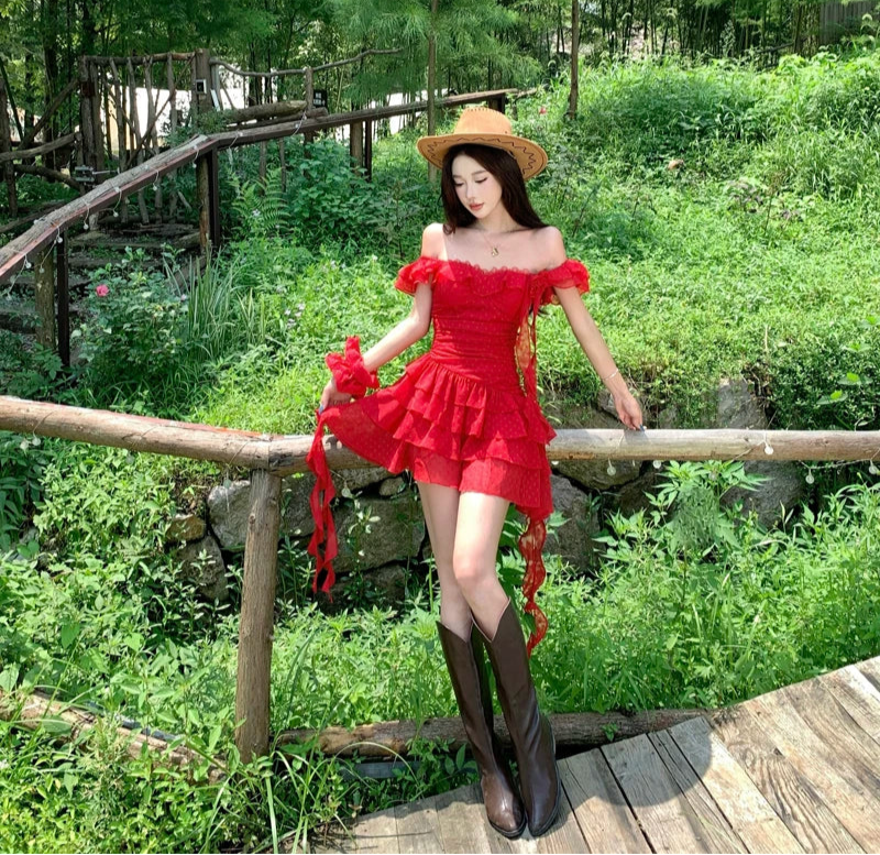 Garden Angel Red Coquette Dress