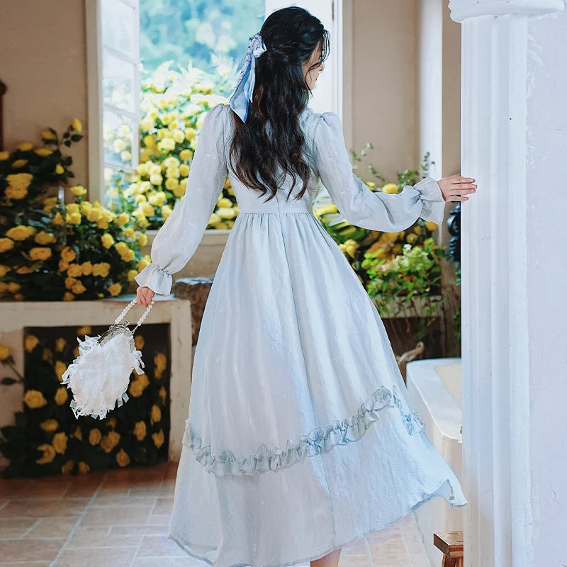 Alice Light Blue Victorian-Inspired Dress