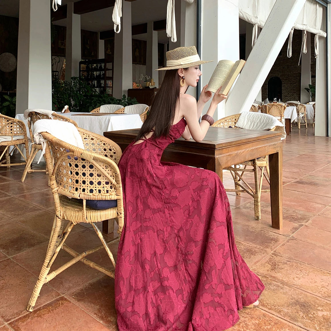 Pandora-Wildwing Burgundy-Red Long Dress