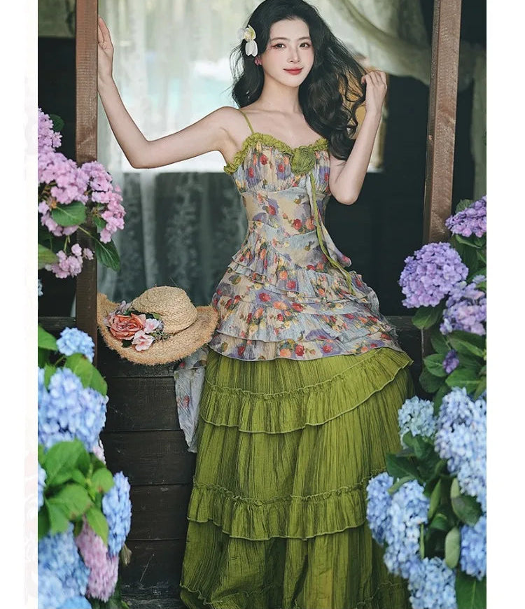 Enchanted Forest Nymph Set Green Witch Cottage Fairy Goblincore Outfit