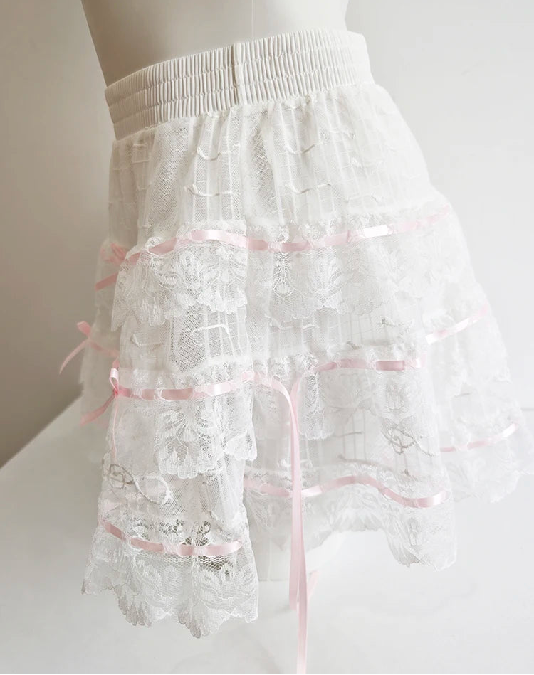 Lace Ribbon Coquette Skirt