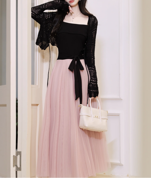 Swan Dance Pink Black Balletcore Dress