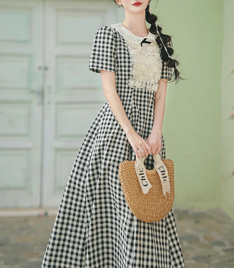 Saira Plaid Vintage Academia Dress