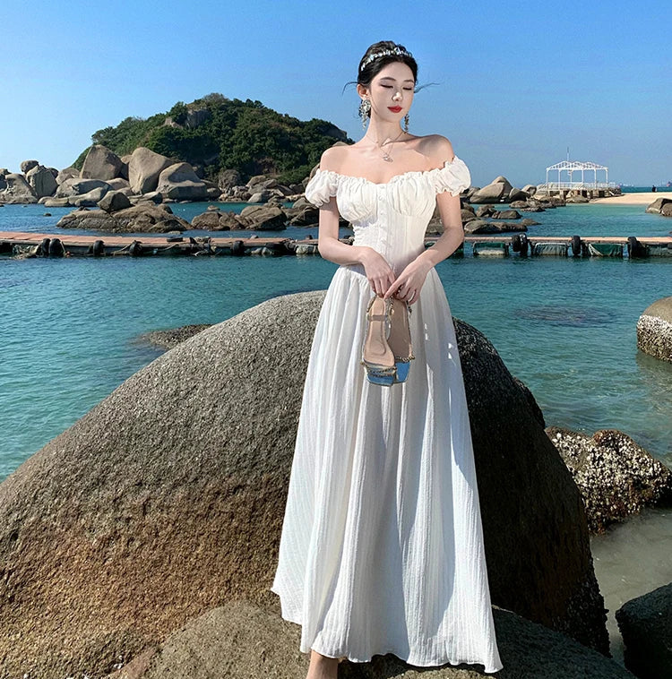 open lace back dress Coquette Princess Dress White Bustier Off the shoulder coquette dress open lace back dress Coquette Princess Dress White Bustier Off the shoulder coquette dress