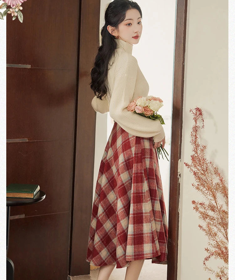 Rainy Valley Light Academia 2-Piece Plaid Set