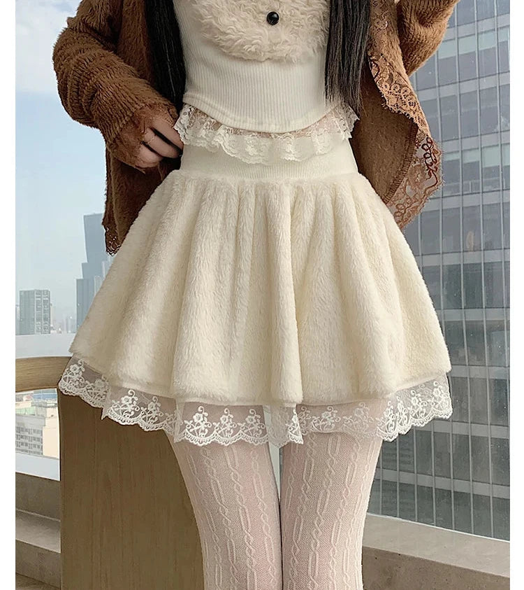 Cozy Winter Coquette Skirt with Shorts