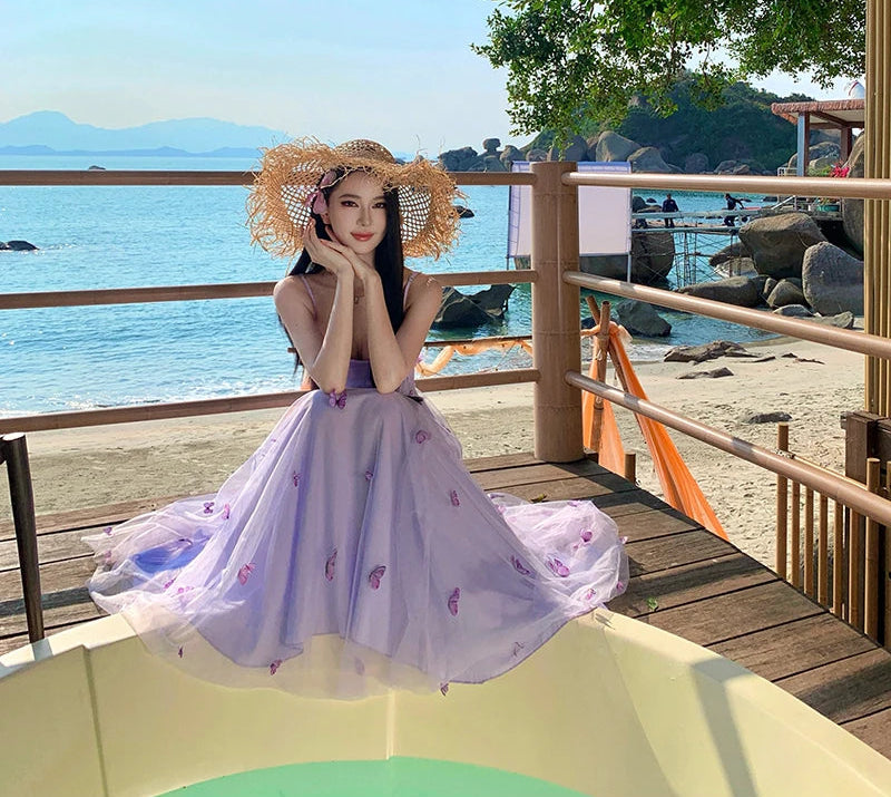 Lilac Butterfly Ethereal Fairycore Dress
