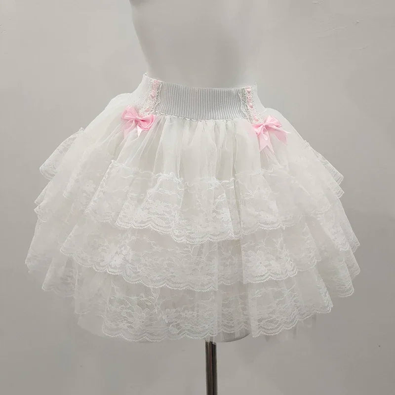 Coquette Style Lace Bow Mini Skirt Balletcore Skirt