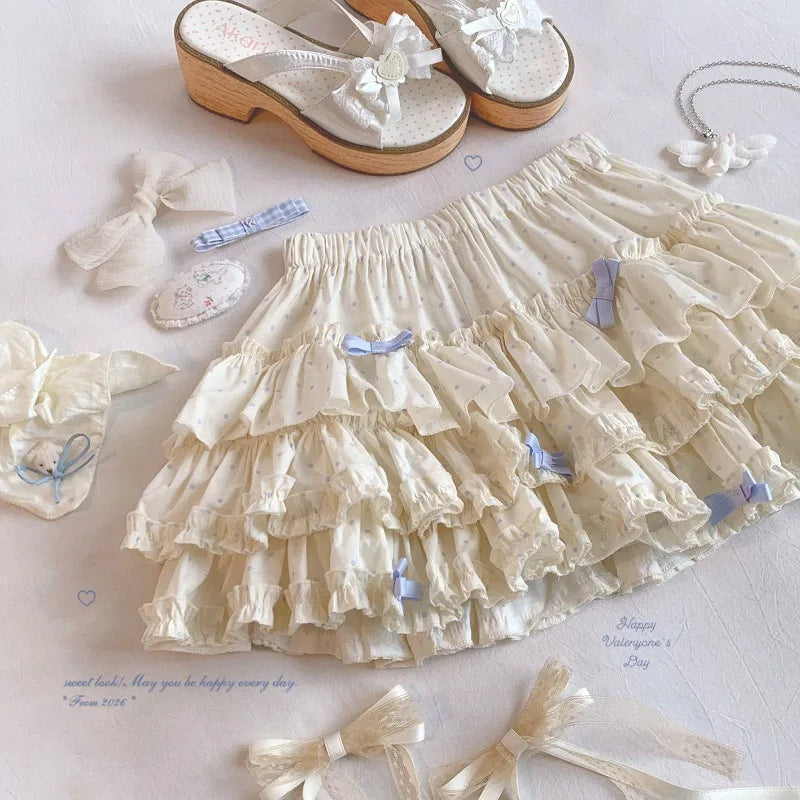 Kawaii Princess Himekaji Sukapan Ruffle Mini Skirt with Attached Shorts