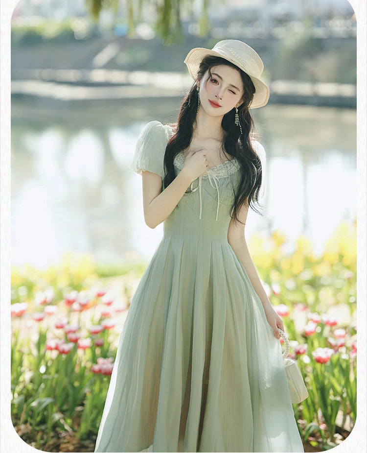 Evergreen Whisper Princesscore Fairy Dress - Romantic Vintage Cottagecore Gown