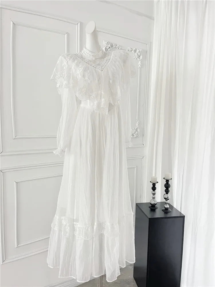 Berline Victorian-Style White Lace Dress