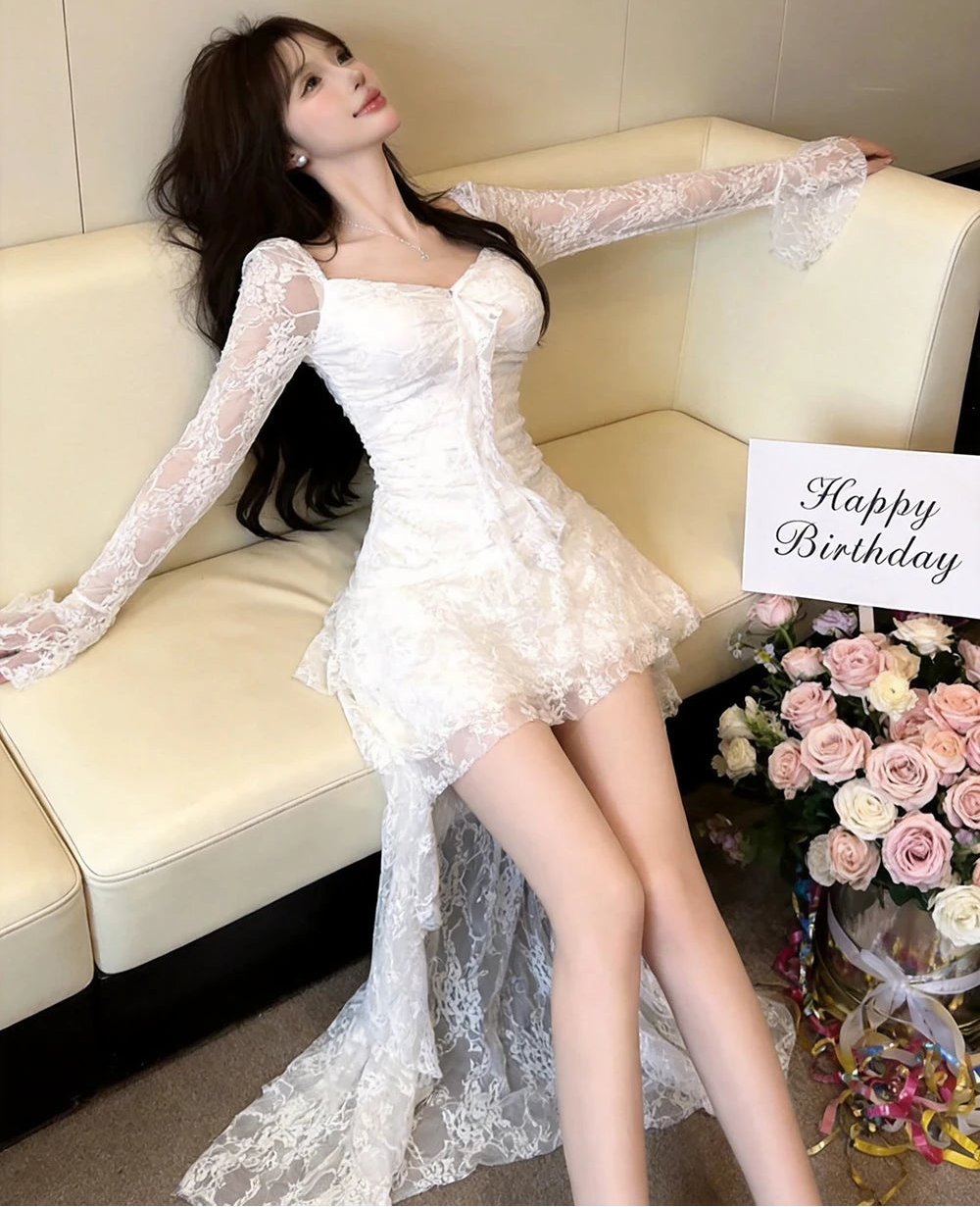 Angel's Ball White Lace High-Low Coquette Princess Dress