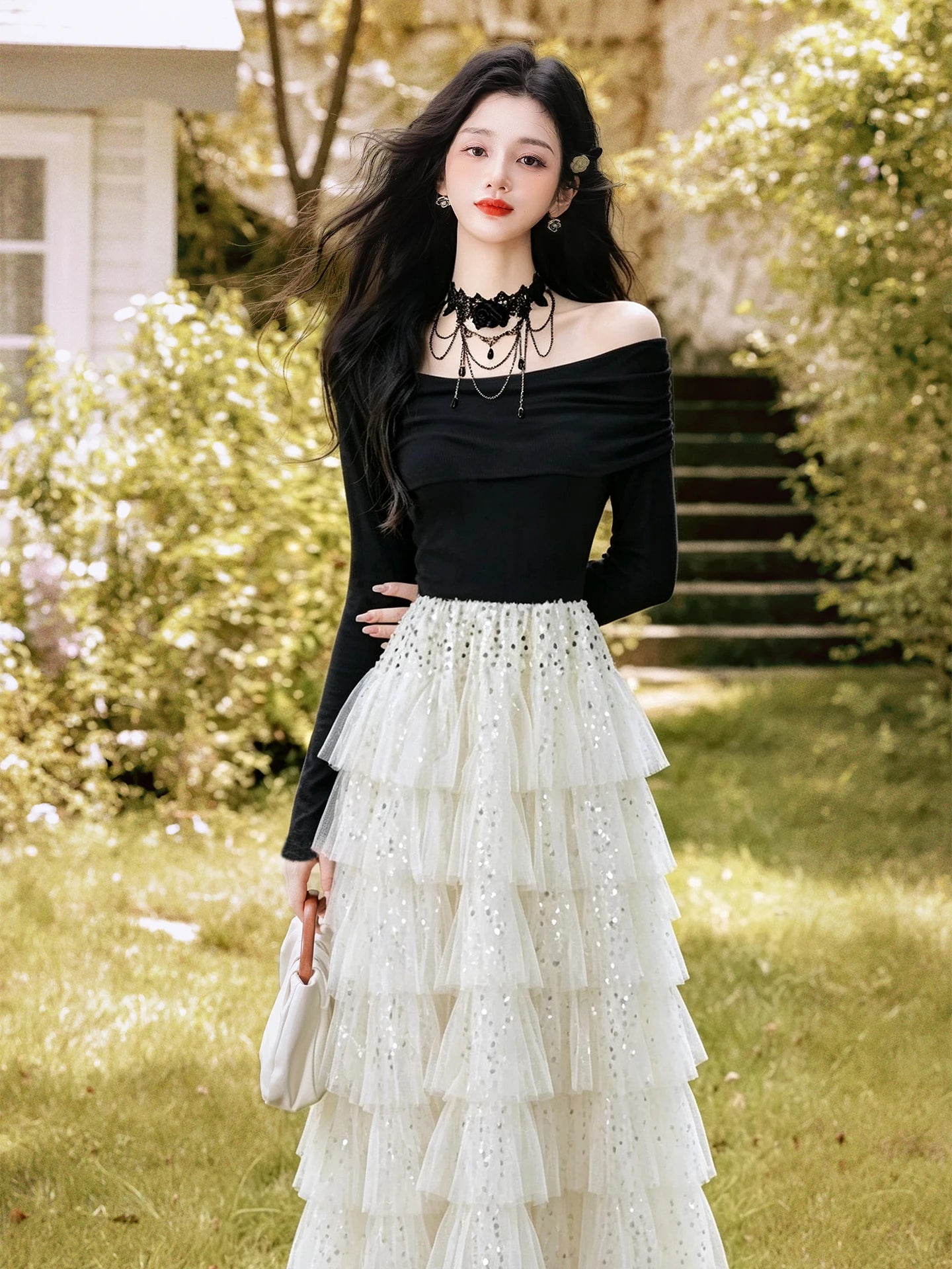Shadow Fae Dark Fairycore Dress Set Ethereal Gothic Outfit