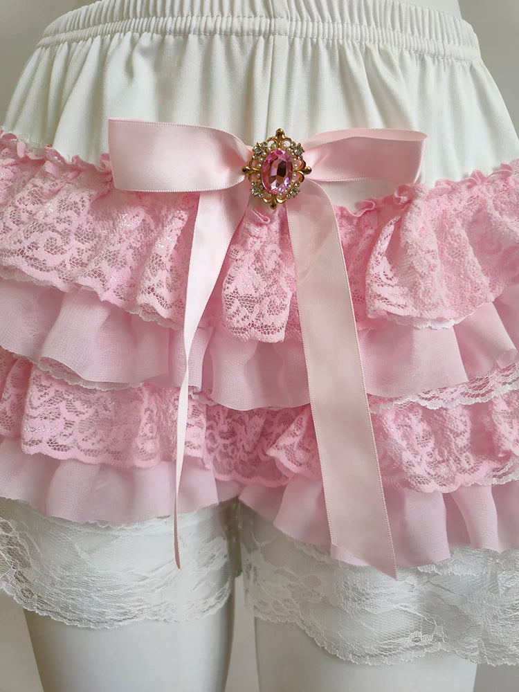 Pink Crystal Ruffle Coquette Style Bloomers