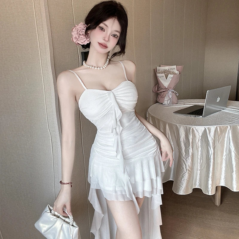 Misty Swan High-Low Coquette Dress