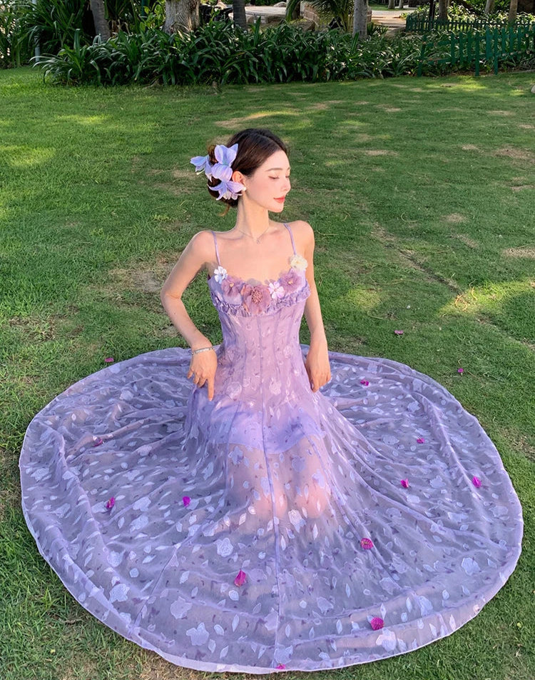 Violet Floral Romantic Fairy Dress