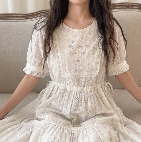 Heidi White Cotton Cottagecore Dress