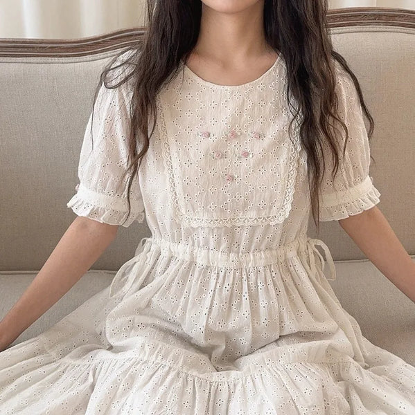 Heidi White Cotton Cottagecore Dress