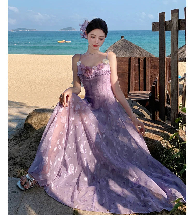 Violet Floral Romantic Fairy Dress