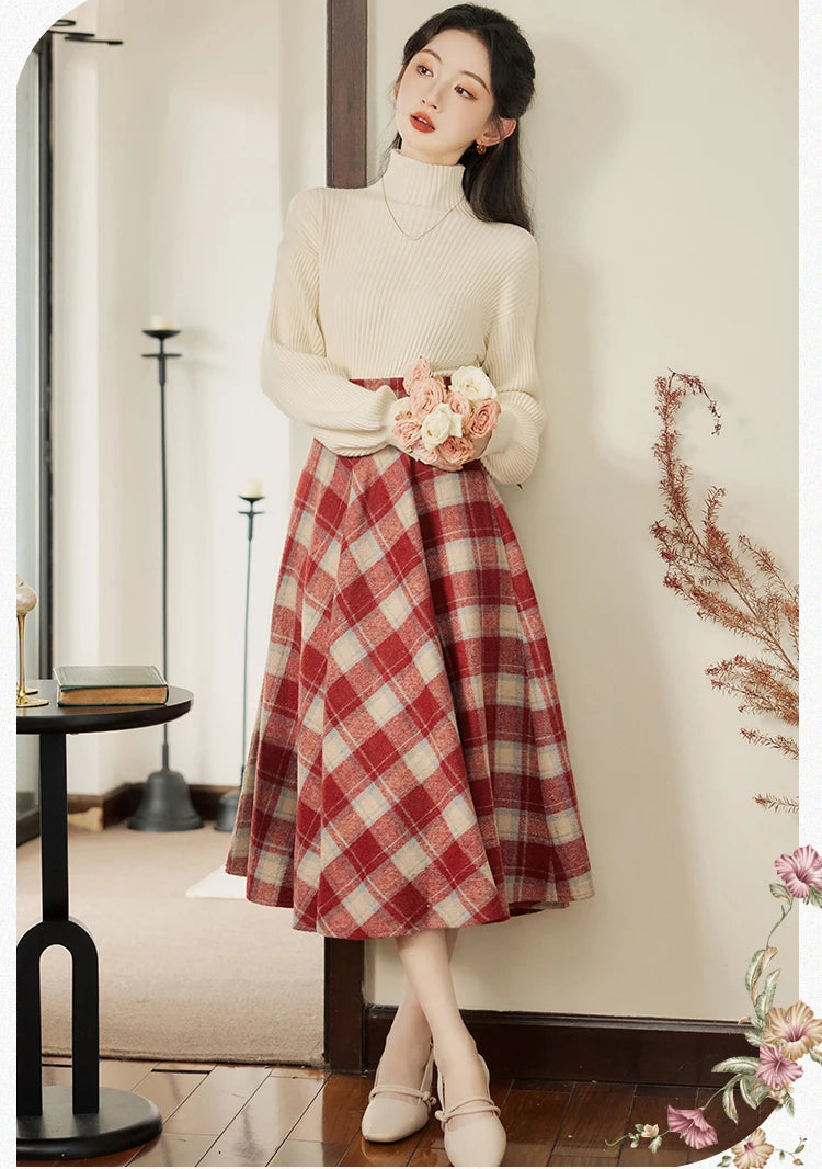Rainy Valley Light Academia 2-Piece Plaid Set